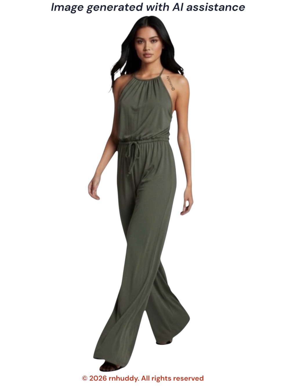 Three Birds Nest XL olive green wide leg jumpsuit with pockets